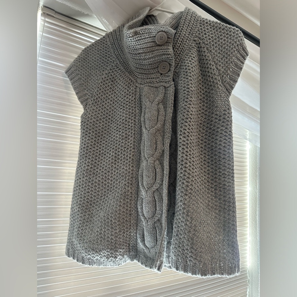 Y2K Express Grey Short Sleeve Cable Knit Flyaway Cardigan Size Medium